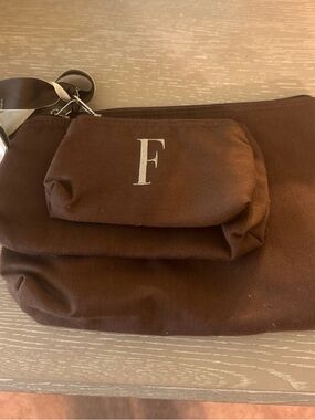 Mud Pie Brown Cosmetic Bags with Monogram Pocket